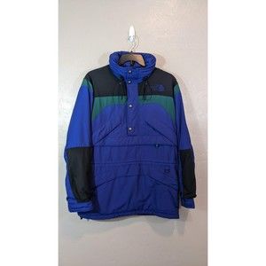 The North Face Mens Large Blue Black Extreme Gear Packable Hood Pullover Coat